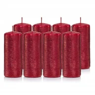 Świece - Świece świeczki walec zestaw 8 szt czerwone 10 cm - miniaturka - grafika 1