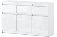 Szafki RTV - Komoda Biała Połysk Do Salonu 120cm Oleksa 3 Szuflady Szafka Nowoczesna Rtv - miniaturka - grafika 1