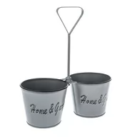 Donice - Osłonka metalowa na 2 doniczki Home and Garden, beżowy, 24 x 27 x 11,5 cm - miniaturka - grafika 1