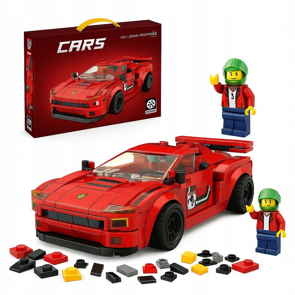 Klocki Auto Sportowe 322 el. - Zbuduj Samochód Wyścigowy Dla Dzieci 6+