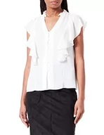 Bluzy damskie - Vila Damska bluza z kapturem Viluca Flounce Su Top, Cloud Dancer, 36 PL - miniaturka - grafika 1