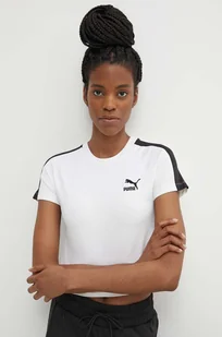 Puma t-shirt Iconic T7 damski kolor biały 625598 - Koszulki sportowe damskie - miniaturka - grafika 1