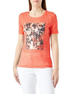 Gerry Weber Damska koszulka z nadrukiem z przodu, krótki rękaw, koszulka z krótkim rękawem, rękaw 1/2, wzór z przodu, Czerwony/pomarańczowy/ecru/biały nadruk, 48 - Koszulki i topy damskie - miniaturka - grafika 1