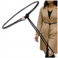 Paski - Damski Pasek Czarny Skórzany Wąski w Talię do Sukienki Wiązany Elegancki - miniaturka - grafika 1