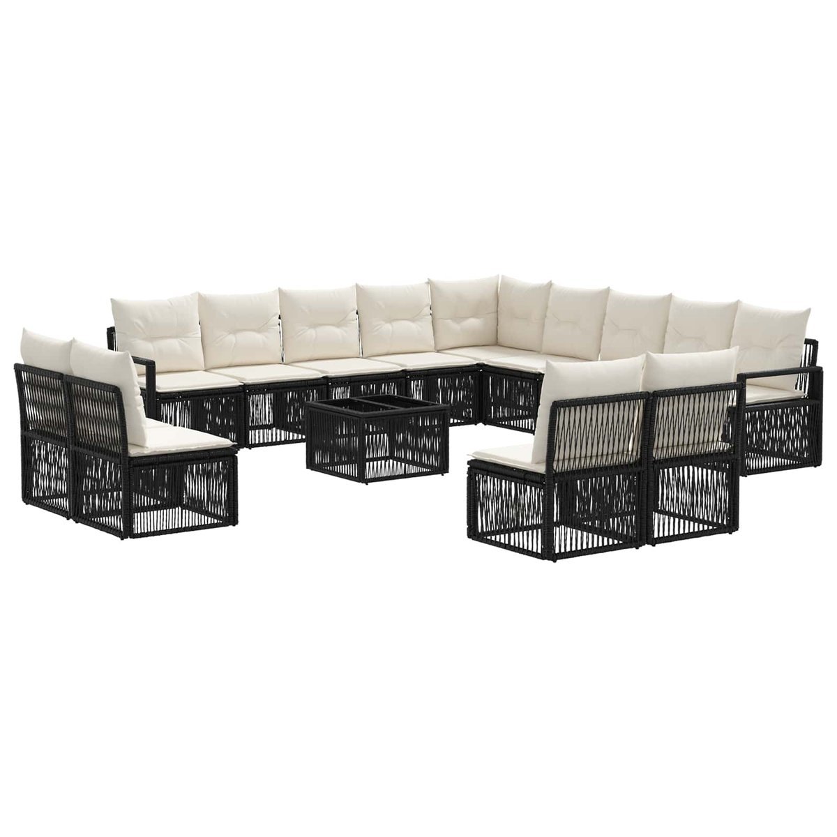 vidaXL Zestaw Sof na Ogród 14 pcs Czarny polirattan