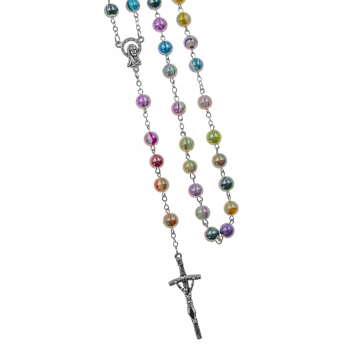 Piękny Kolorowy Różaniec Dla Dziecka Matka Boża Prezent Dziecięcy 8Mm