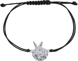 Brasnoletka Srebrna Króliczek Wielkanocny Sznurek Srebro 925 - Biżuteria religijna - miniaturka - grafika 1