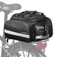 Sakwy rowerowe - Torba rowerowa na bagażnik z kieszeniami i paskiem na ramię 27L czarna WOZINSKY - miniaturka - grafika 1