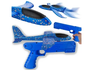 Samolot Z Wyrzutnią Szybowiec Styropian Rzutka Zabawka Pistolet Niebieski - Samoloty i helikoptery - miniaturka - grafika 1