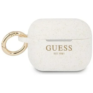 GUESS Silicone Glitter do Apple AirPods Pro Biały - Akcesoria do słuchawek - miniaturka - grafika 1