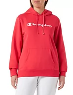 Bluzy damskie - Champion Damska bluza z kapturem Legacy American Classics Powerblend z polaru logo, Czerwony, XL - miniaturka - grafika 1