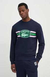 Lacoste bluza bawełniana męska kolor granatowy z nadrukiem - Bluzy męskie - miniaturka - grafika 1