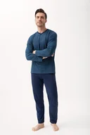 Piżamy damskie - Piżama męska LUNA kod 806 granatowa drobny geometryczny wzorek zapięcie polo M - miniaturka - grafika 1