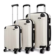 Walizki - Kono Twarda powłoka ABS bagaż lekkie 4-kołowe koła obrotowe beżowa walizka - miniaturka - grafika 1