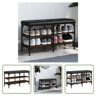 Szafki na buty - The Living Store Ławka na buty brązowy dąb 82x32x47 cm Materiał drewnopochodny - miniaturka - grafika 1