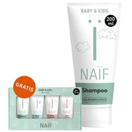 Kosmetyki kąpielowe dla dzieci - Naif Baby & Kids, szampon do włosów dla dzieci i niemowląt od 1 dnia życia, 200 ml + zestaw mini Naif Baby&Kids, 4 x 15 ml gratis - miniaturka - grafika 1