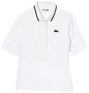 Lacoste Damska koszulka polo PF9287, biała/zielona, XXS - Koszulki i topy damskie - miniaturka - grafika 1