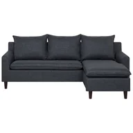 Narożniki - Beliani Sofa narożna tapicerowana ciemnoszara ELVENES - miniaturka - grafika 1