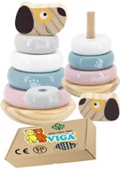 Zabawki sensoryczne - DREWNIANA PIRAMIDKA Piesek Edukacyjna Sorter dla niemowląt dzieci 2 3 latka Viga 24m+ monstessori - miniaturka - grafika 1