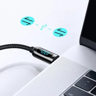 Baseus kabel USB Typ C - USB Typ C 100W (20V / 5A) Power Delivery z wyświetlaczem ekranem miernik mocy 2m zielony (CATSK-C06) - Kable USB - miniaturka - grafika 14