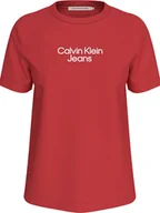 Koszulki i topy damskie - Calvin Klein Koszulka w kolorze czerwonym - miniaturka - grafika 1