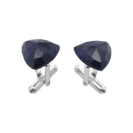 Spinki do mankietów i krawatów - Spinki do koszuli Szafir niebieski (S1090) Srebrne [925] - miniaturka - grafika 1