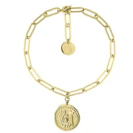Bransoletki - Pozłacana bransoletka łańcuch z antyczną monetą - Manoki - miniaturka - grafika 1