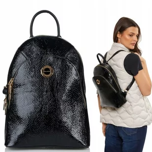 Plecak Damski MONNARI Stylowy Miejski Czarny Logo - Plecaki Plecak Damski MONNARI Stylowy Miejski Czarny Logo - Plecaki - miniaturka - grafika 1