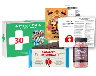 Śmieszny Prezent na 30 Urodziny dla Kobiety APTECZKA RATUNKOWA - Zestawy upominkowe - miniaturka - grafika 1