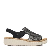 Sandały damskie - Sandały Rieker CEO-69276-00 Czarny - miniaturka - grafika 1