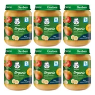 Desery dla dzieci - Gerber Organic Deserek banany z jabłkiem gruszką i brzoskwiniami dla niemowląt po 6 miesiącu Zgrzewka 6 x 190 g Bio - miniaturka - grafika 1