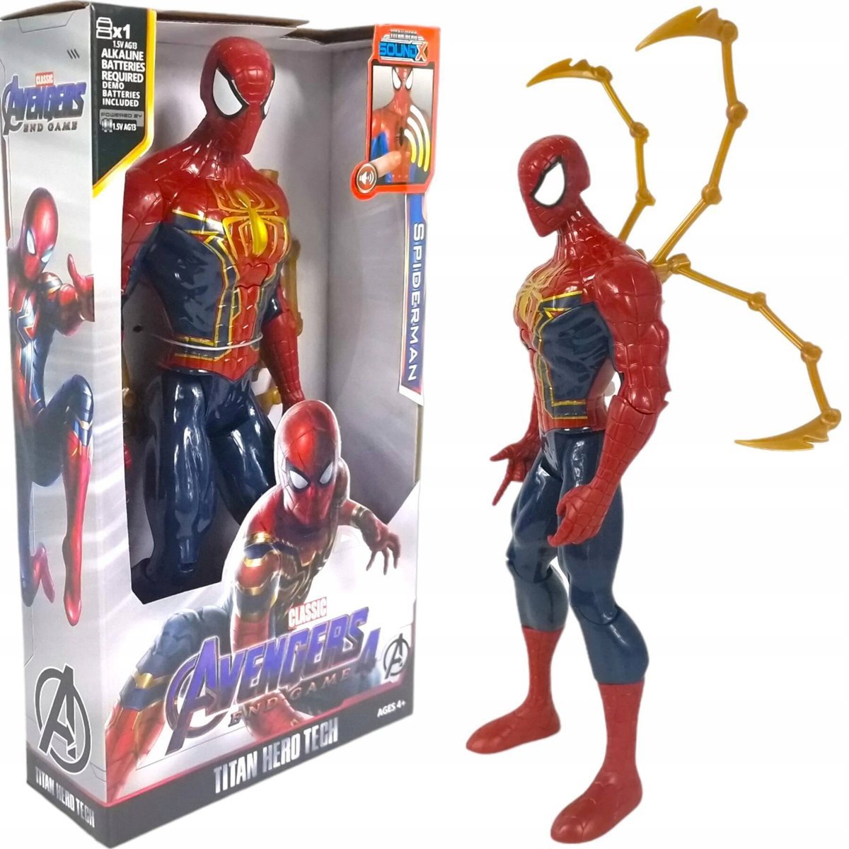 DUŻA FIGURKA INTERAKTYWNA SPIDERMAN RUCHOMA ŚWIECI DŹWIĘK SKRZYDŁA XXL 30CM