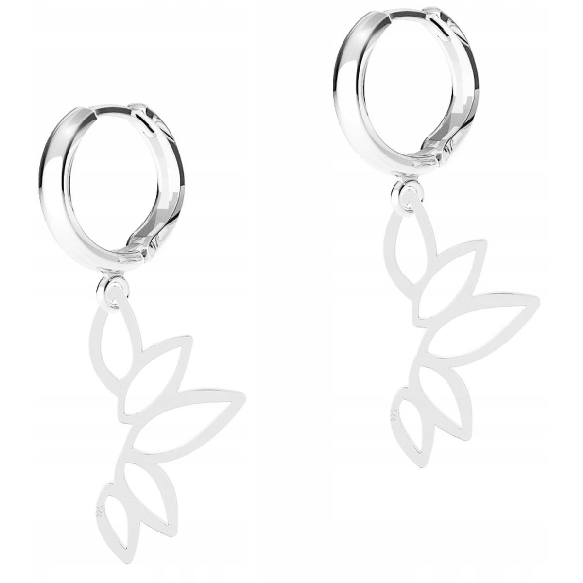 Kolczyki Srebrne Ażurowy Liść Lotos Leaf Liście Listki Lotosu SREBRO 925