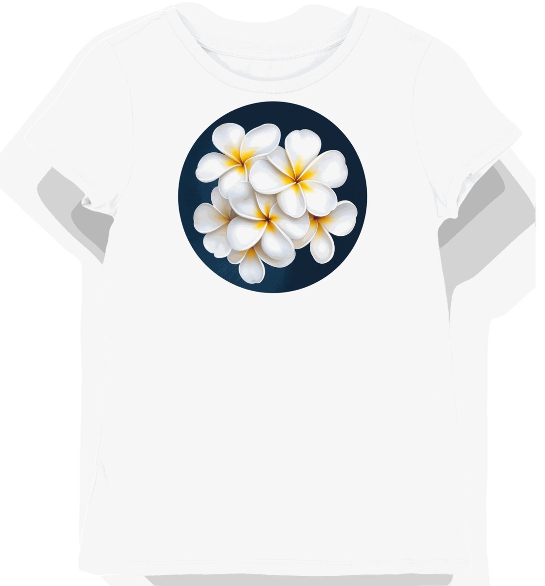 Koszulka damska biała z motywem kwiatu plumerii M
