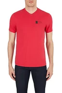 Koszulki męskie - Armani Exchange Męski t-shirt v Neck small Box Logo Tee, Lipstick Red, ekstra, czerwony (Lipstick Red), XS - miniaturka - grafika 1