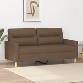 Sofy i kanapy - Sofa 2-osobowa, brązowa, 140 cm, tapicerowana tkaniną - miniaturka - grafika 1