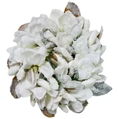 Ozdoby bożonarodzeniowe - OŚNIEŻONY WIANEK Z MAGNOLIAMI - KREMOWY WIENIEC NA DRZWI 32 CM - miniaturka - grafika 1