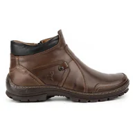 Buty zimowe męskie - Trzewiki męskie zimowe skórzane 352MP ciemny brązowe - Buty Olivier - miniaturka - grafika 1