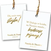 Etykiety do drukarek - ZAWIESZKI NA ALKOHOL WINO WÓDKĘ WESELNA ETYKIETY ZŁOCONE PIOSENKI 20 SZT Z6 - miniaturka - grafika 1