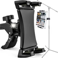 Pozostałe akcesoria do telefonów - Uchwyt na tablet telefon 4.7"-12.9" na drążek, statyw, kierownicę do trenażera, roweru stacjonarnego, bieżni, na zagłówek podstawka Alogy czarny - miniaturka - grafika 1