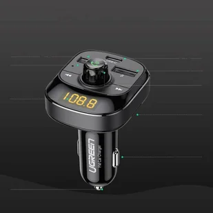 UGREEN Transmiter FM Bluetooth 5.0 ładowarka samochodowa MP3 3x USB TF micro SD 4,8 A czarny (ED040 70717) - Transmitery FM - miniaturka - grafika 10