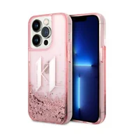 Etui i futerały do telefonów - Karl Lagerfeld KLHCP14LLBKLCP iPhone 14 Pro 6,1" różowy/pink hardcase Liquid Glitter Big KL - miniaturka - grafika 1