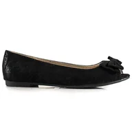 Baleriny - Goodin Baleriny open toe z kokardą czarne - miniaturka - grafika 1