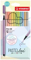 Przybory szkolne - Flamastry Pen 68 12-Kol. Pastellove Etui Kartonowe, Stabilo - miniaturka - grafika 1