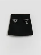 Spódnice - Reserved - Tweedowa spódnica z aplikacją - czarny - miniaturka - grafika 1