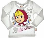 Bluzy dla dziewczynek - Bluzka dla dzieci z bajki Masza i Niedźwiedź biała - miniaturka - grafika 1