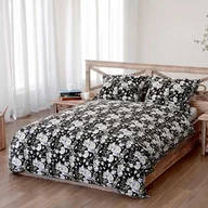 Pościel - Pościel bawełniana 160x200 Peony dark czarna szara peonie kwiaty Bawełna 3 - miniaturka - grafika 1