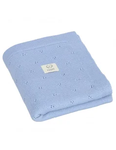 Yosoy Kocyk dziany 100% Merino Wool Jersey Niebieski - Koce i narzuty dla dzieci - miniaturka - grafika 1