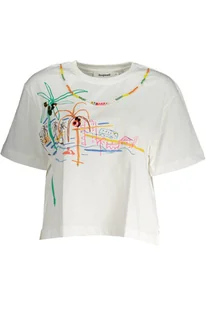 DESIGUAL DAMSKI T-SHIRT Z KRÓTKIM RĘKAWEM, BIAŁY - Koszulki i topy damskie - miniaturka - grafika 1