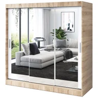 Szafy - Szafa przesuwna 3x Lustro 200x200 Karl, Dąb Sonoma / Biały mat - miniaturka - grafika 1